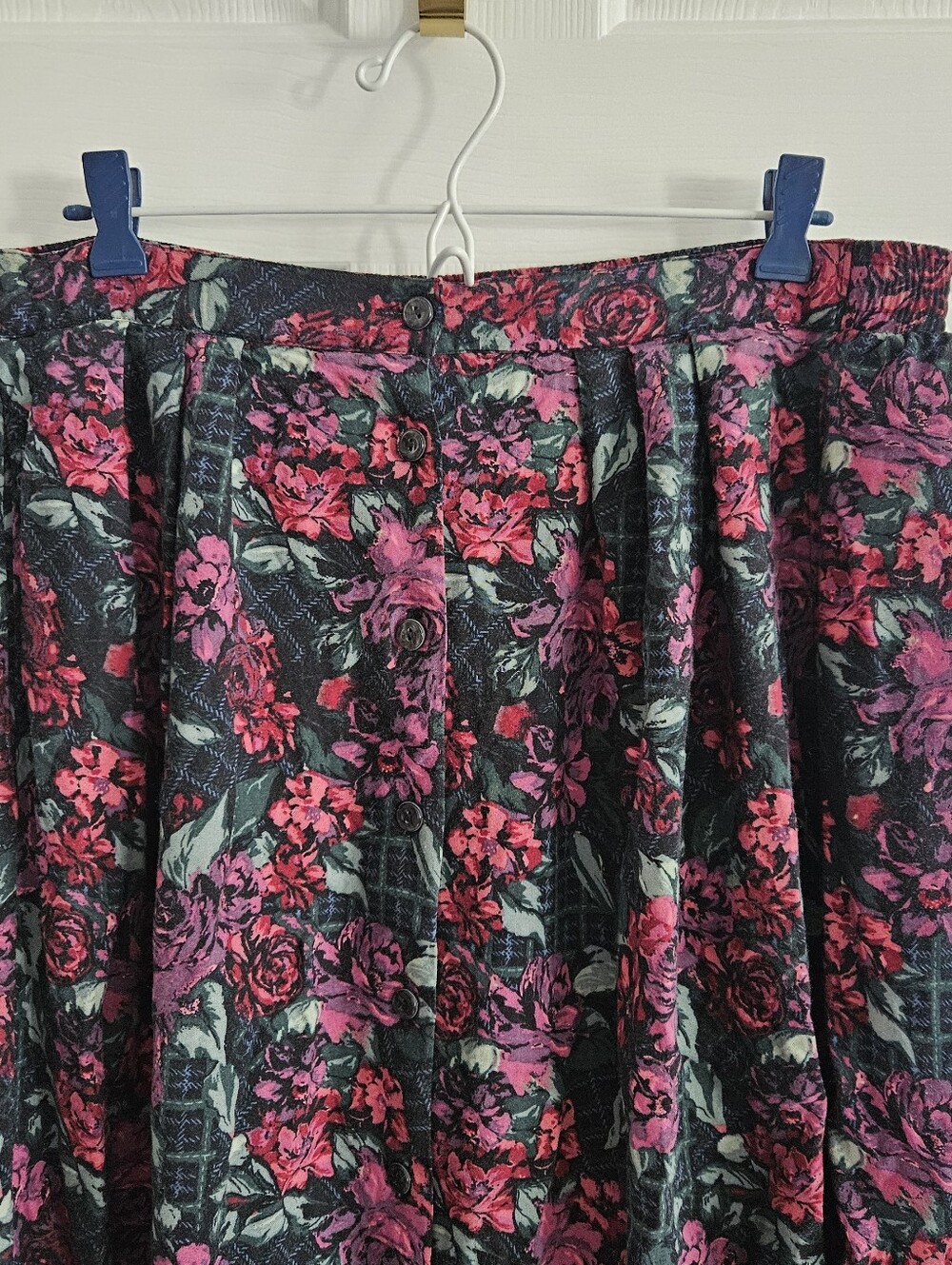 Vintage 90s Maggie Lawrence Floral Button Front Tulip Skirt - Picture 2 of 9